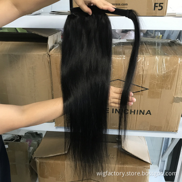 Brazilian cuticle aligned  human hair ponytail extension,black long ponytail clip on hair extensions